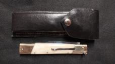 11" Camel Bone Slant Bolster Switchblade with Brass Bolsters 