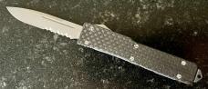 Microtech UTX-70 OTF Knife, Carbon Fiber Handle From 2004, Original Large Box, Sheath, Papers