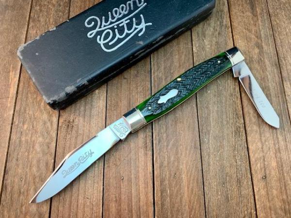 Queen City Cutlery Half Stockman Hunter Green Italian Jigged Bone 1 of 200 Queen City Cutlery Half Stockman Hunter Green Italian Jigged Bone 1 of 200