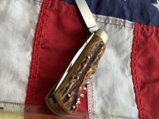 Antique Weidmannsheil 2 Blade with Corkscrew Hunter knife w/ Nice Stag Handles -NOS -NM