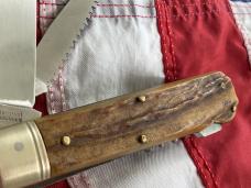 Antique Weidmannsheil 2 Blade with Corkscrew Hunter knife w/ Nice Stag Handles -NOS -NM