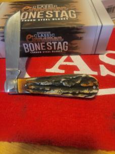 ROUGH RYDER CINNAMON BONE STAG HALF HAWK RR2427