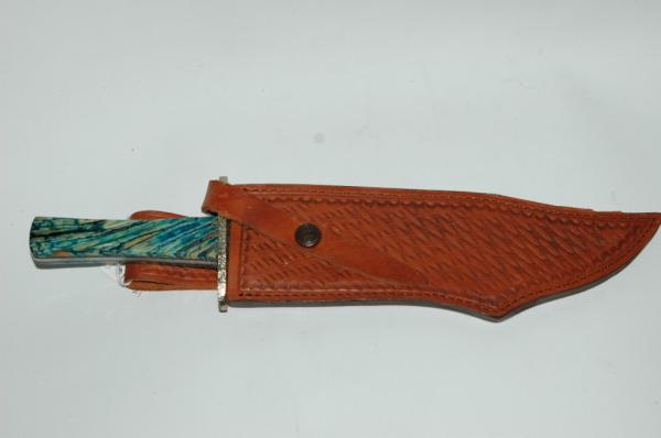 Case Customized Bowie with Blue Mammoth Tooth Scales and File Work with COA