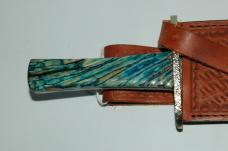 Case Customized Bowie with Blue Mammoth Tooth Scales and File Work with COA