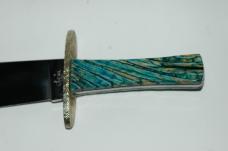 Case Customized Bowie with Blue Mammoth Tooth Scales and File Work with COA