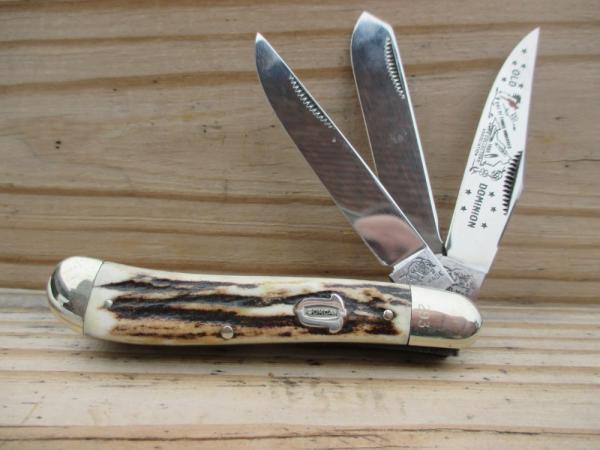 Bulldog Brand Three Blade Stag Dogleg Trapper 