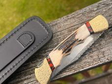BUCK 110 FINGER GROOVE LEROY REMER CUSTOM SAMBAR STAG KNIFE