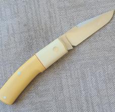 Birdvis Harper...#483...Dob 3/2024...Cpm154....Paper micarta bolsters and scales..red G10..coa/box