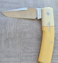 Birdvis Harper...#483...Dob 3/2024...Cpm154....Paper micarta bolsters and scales..red G10..coa/box