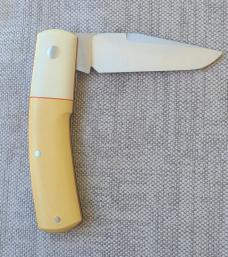 Birdvis Harper...#483...Dob 3/2024...Cpm154....Paper micarta bolsters and scales..red G10..coa/box