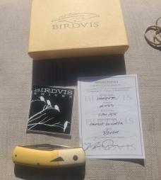 Birdvis Harper...#483...Dob 3/2024...Cpm154....Paper micarta bolsters and scales..red G10..coa/box