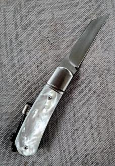 Vincenzo Balistreri Native Lever Taillock.. Mother of Pearl..fluted ..4" closed..AEB-L..coa..slip