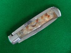 DISCONTINUED Schatt & Morgan Automatic EXPRESS RAMSHORN Drop Point Full Blade Etch