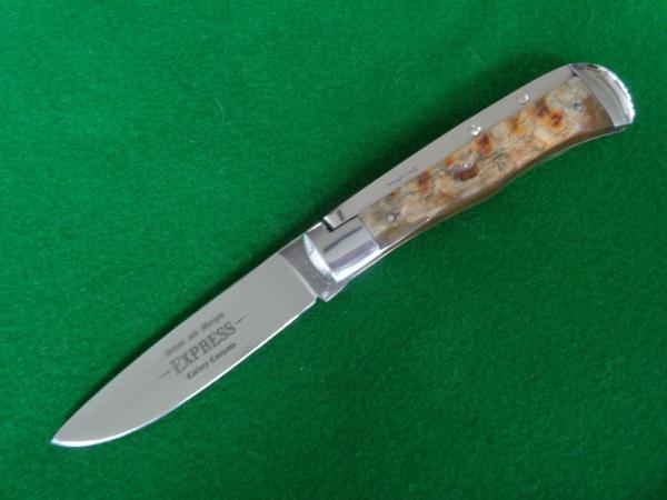 DISCONTINUED Schatt & Morgan Automatic EXPRESS RAMSHORN Drop Point Full Blade Etch