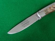 DISCONTINUED Schatt & Morgan Automatic EXPRESS RAMSHORN Drop Point Full Blade Etch