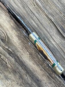 BUCK 110 FINGER GROOVE LEROY REMER CUSTOM AMBER STAG KNIFE