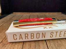 Case Small Congress Recent Vault Release 2 Blade Dark Red Peach Seed Jigged Bone Carbon Steel 2023