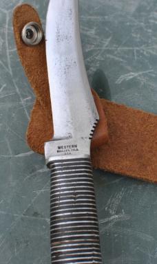Western Model F39 Black Beauty 8 3/4" Used Thumb Grooves Western Boulder Colo. USA Tang  Stamp 