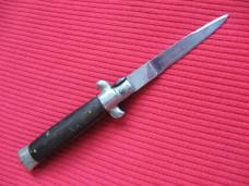 Vintage Italian 1960's Transitional 5 1/4" Red Dot Stiletto Horn Switchblade 