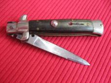 Vintage Italian 1960's Transitional 5 1/4" Red Dot Stiletto Horn Switchblade 