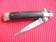 Vintage Italian 1960's Transitional 5 1/4" Red Dot Stiletto Horn Switchblade 