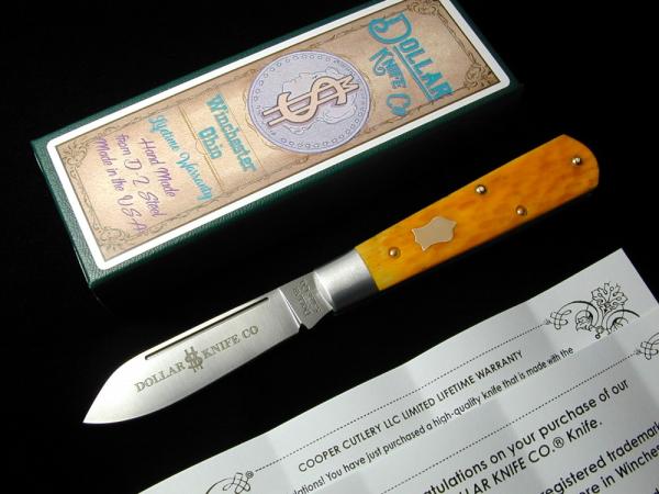 Dollar Knife Co. Yellow Jigged Bone with Mammoth Shield Jack Knife from Cooper Cutlery USA YJB-MS Dollar Knife Co. Yellow Jigged Bone with Mammoth Shield Jack Knife from Cooper Cutlery USA YJB-MS