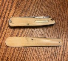 3 SHEFFIELD 1800's WOSTENHOLM I*X.L. CELEBRATED IVORY KNIVES