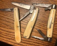 3 SHEFFIELD 1800's WOSTENHOLM I*X.L. CELEBRATED IVORY KNIVES