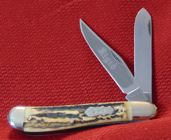 MINT RIGID GERMANY DOGLEG TRAPPER GREAT GENUINE STAG HANDLES CHECK OR MONEY ORDER