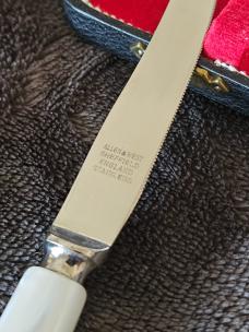 Set of Six Vintage Allen & West Mother of Pearl Knives in Original Box - Sheffield, England