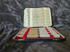 Set of Six Vintage Allen & West Mother of Pearl Knives in Original Box - Sheffield, England