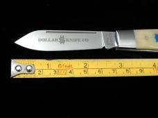 Dollar Knife Co. Natural White Bone with Blue Shield Jack Knife from Cooper Cutlery USA NWB-BS