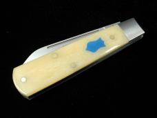 Dollar Knife Co. Natural White Bone with Blue Shield Jack Knife from Cooper Cutlery USA NWB-BS
