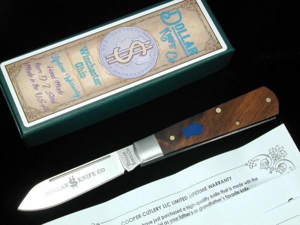 Dollar Knife Co. Franciscan Walnut with Blue Shield Jack Knife from Cooper Cutlery USA FW-BS Dollar Knife Co. Franciscan Walnut with Blue Shield Jack Knife from Cooper Cutlery USA FW-BS