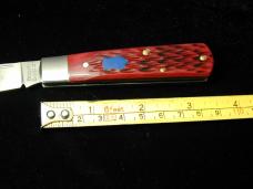 Dollar Knife Co. Red Jigged Bone with Blue Shield Jack Knife from Cooper Cutlery USA RJB-BS