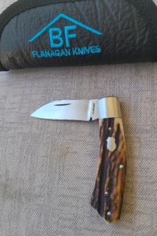 Burt Flanagan Stag Dino...4" closed...Cpm154...all integral...Texas Cartel.....maker's branded pouch