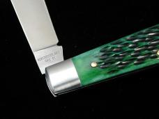 Dollar Knife Co. Green Jigged Bone with Red Shield Jack Knife from Cooper Cutlery USA GJB-RS