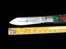 Dollar Knife Co. Green Jigged Bone with Red Shield Jack Knife from Cooper Cutlery USA GJB-RS