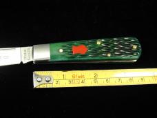 Dollar Knife Co. Green Jigged Bone with Red Shield Jack Knife from Cooper Cutlery USA GJB-RS