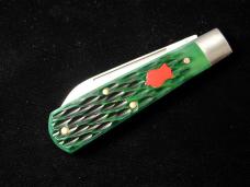 Dollar Knife Co. Green Jigged Bone with Red Shield Jack Knife from Cooper Cutlery USA GJB-RS