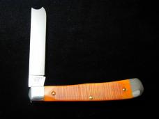 Cooper Cutlery Burnt Orange Sawcut Bone Razor Trapper Knife Made In USA 5119BOSCZ