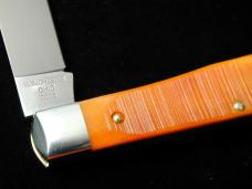 Cooper Cutlery Burnt Orange Sawcut Bone Razor Trapper Knife Made In USA 5119BOSCZ