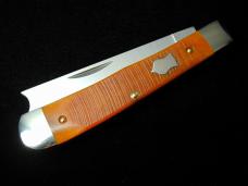 Cooper Cutlery Burnt Orange Sawcut Bone Razor Trapper Knife Made In USA 5119BOSCZ