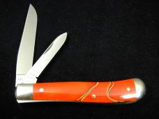 Great Eastern Cutlery GEC Smooth Tomato Acrylic Slim Dog Jack Knife 1095 Carbon Steel 488224