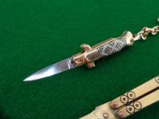 Miniature Philippine Brass Balisong Butterfly DOUBLE EDGE Dagger Blade & Miniature TOLEDO Lever Lock