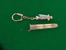 Miniature Philippine Brass Balisong Butterfly DOUBLE EDGE Dagger Blade & Miniature TOLEDO Lever Lock