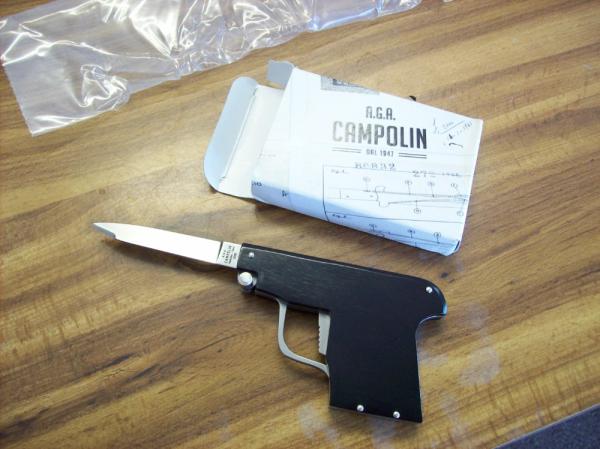 A.G.A. Campolin Rare Italian Gun Knife Black Ebonywood Circa 2019 UNUSED W/Box A.G.A. Campolin Rare Italian Gun Knife Black Ebonywood Circa 2019 UNUSED W/Box