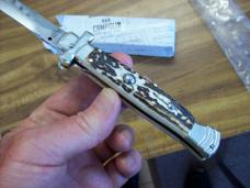 A. G. A. Campolin Maniago, Italy Maltese Cross Bayonet 9 Incher Lockback W/Genuine Stag/Antler NIB