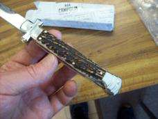 A. G. A. Campolin Maniago, Italy Maltese Cross Bayonet 9 Incher Lockback W/Genuine Stag/Antler NIB
