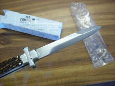 A. G. A. Campolin Maniago, Italy Maltese Cross Bayonet 9 Incher Lockback W/Genuine Stag/Antler NIB